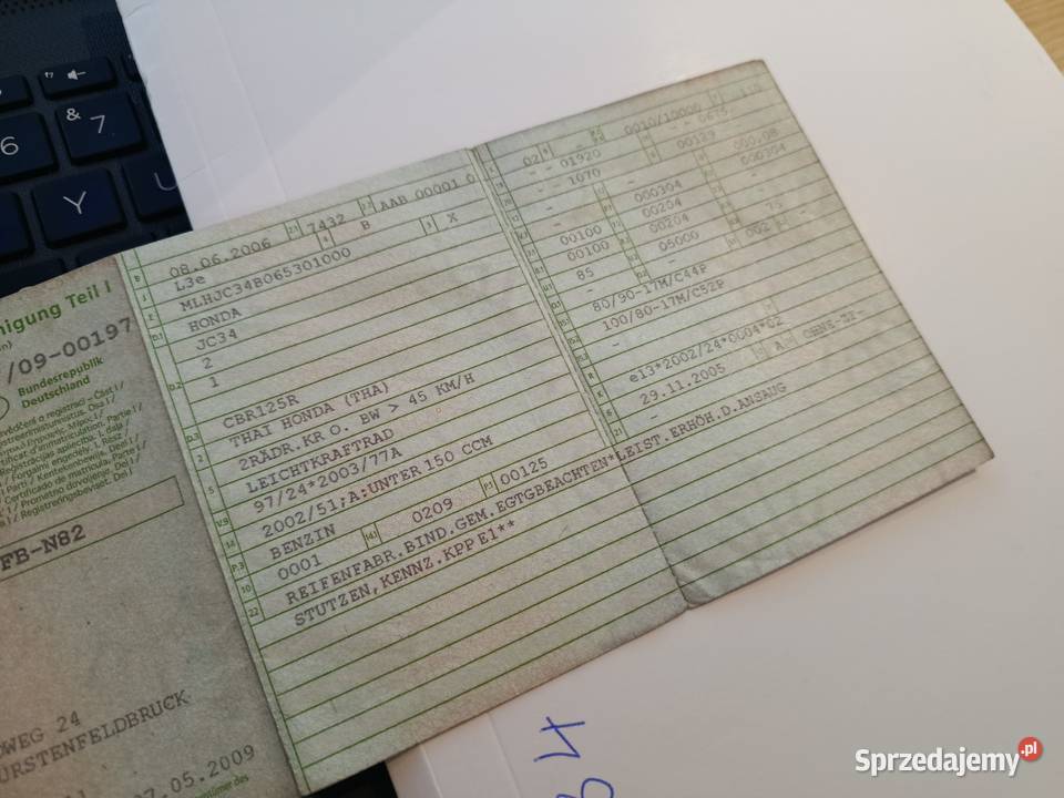 Honda CBR 125 JC 34 rama dokumenty bezwypadkowa Ramy Motoryzacja Warszawa