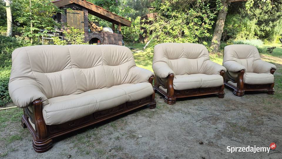 Komplet wypoczynkowy 3 2 1 Nowa skóra naturalna