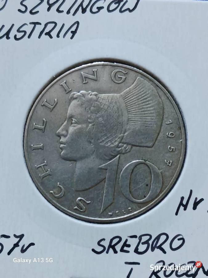 10 Szylingów Austria 1957 r 2 Srebra I rocznik Konin