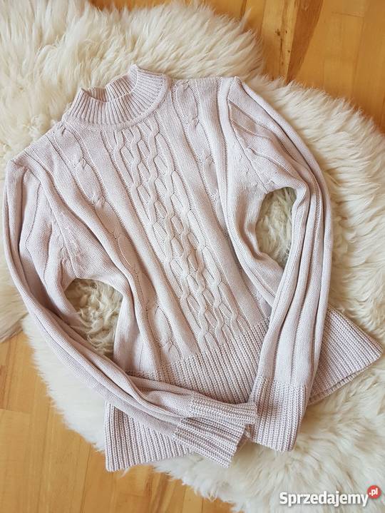BEŻOWY SWETER 38 40 WARKOCZ Jasło
