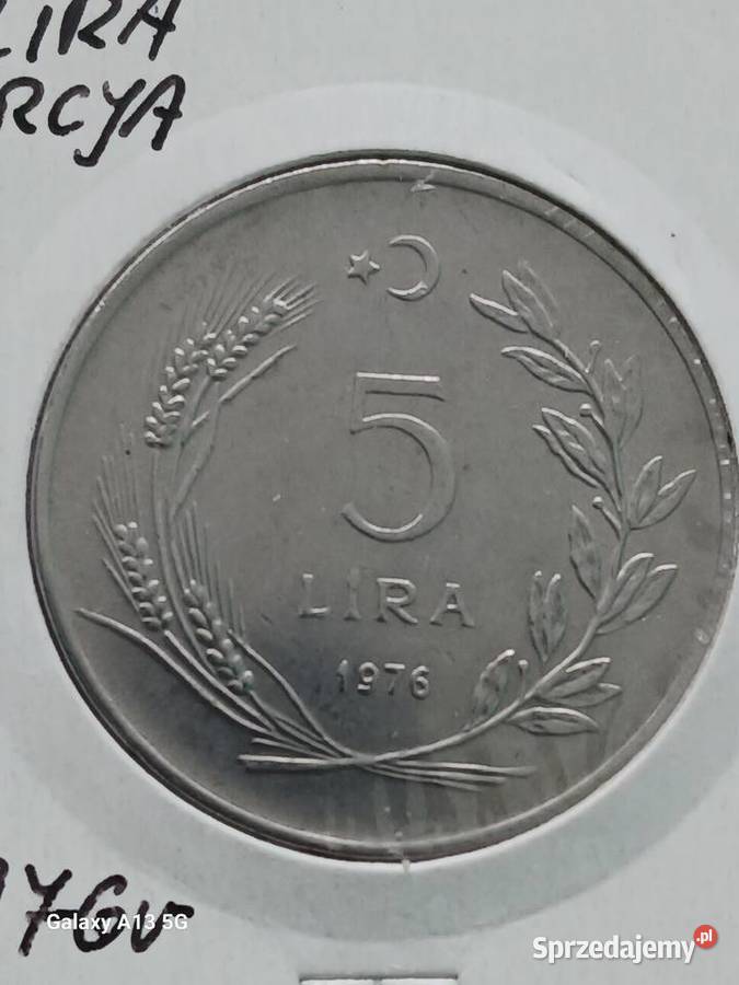 5 Lira Turcja 1976 r Numizmatyka wielkopolskie Konin