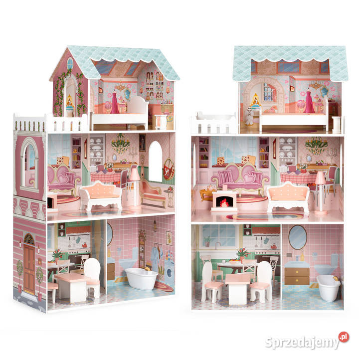 Duży domek lalek z kompletem mebelków ECOTOYS opolskie Smogorzów