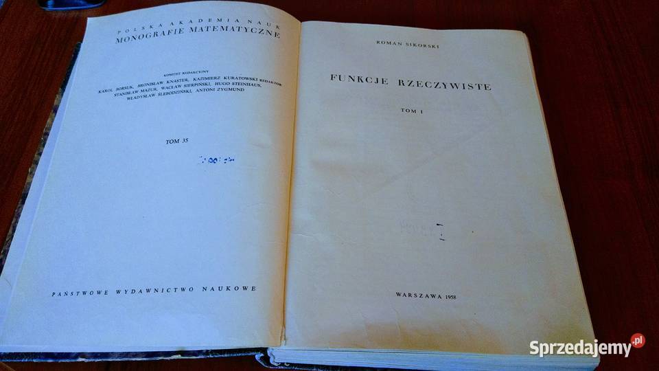 Funkcje rzeczywiste Tom 1 2 Monografie Rok wydania 1958 Gdańsk