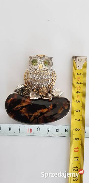Sowa 925 i bursztyn bałtycki Kraków