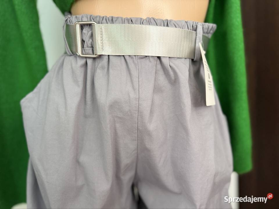 Szare szorty z paskiem Made in Italy Pruszków