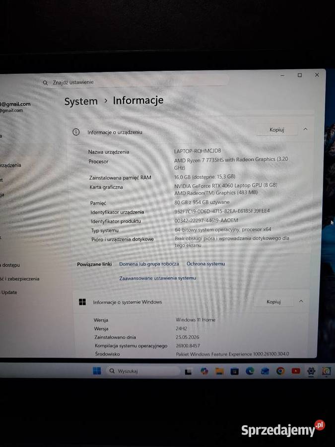 Acer Nitro V15 ANV1541 Ryzen 7 7735HS RTX 4060 8 sprzedam