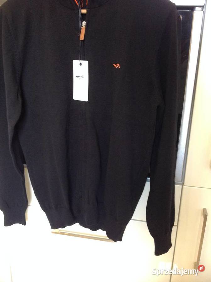 Sweter Męski Czarny Edoardo Caravella ML Zamek Rozpinane  Nowa Sól