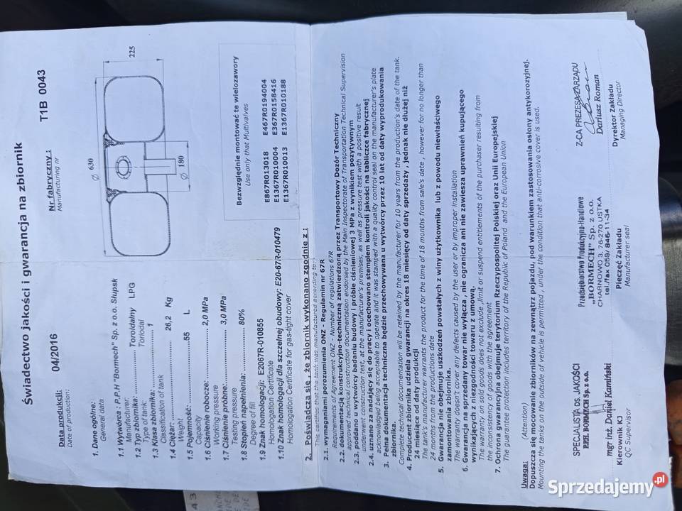 Butla gaz Sprawna 55 litrów Jeszcze z 2 tygodnie Części samochodowe łódzkie Zgierz