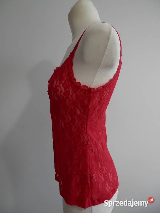 Koszulka Bieliźniana Czerwona Koronkowa Top by Łomża