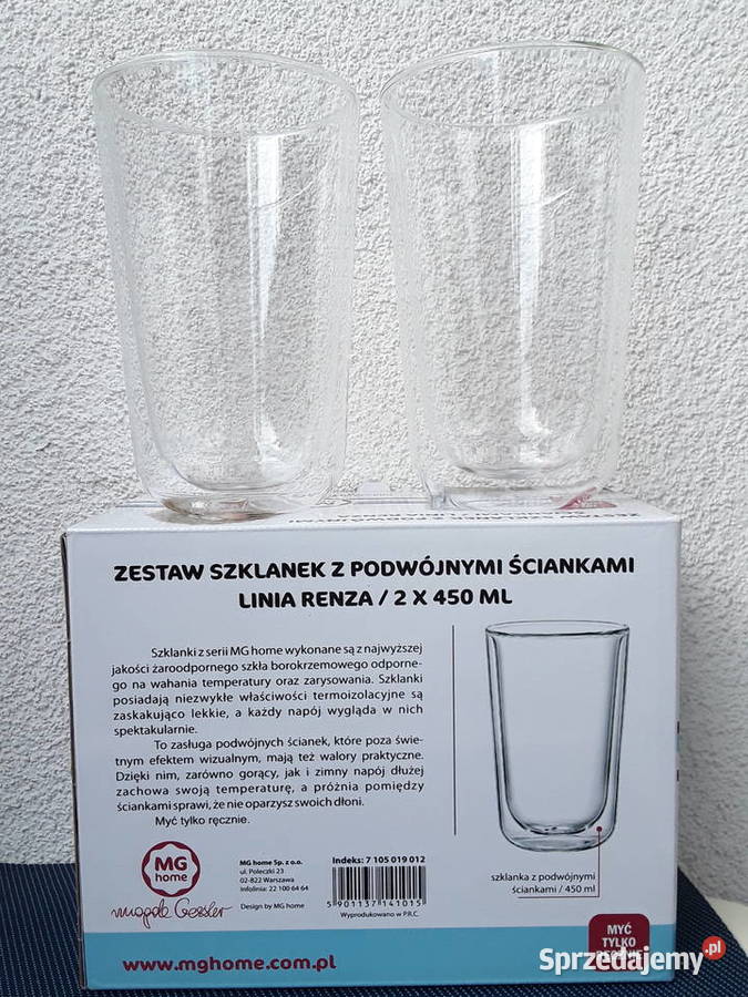 Zestaw 2 szklanek z podwójnymi ściankami
