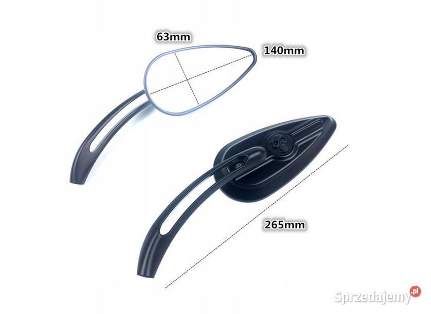 LUSTERKA MOTOCYKLOWE CZARNE CZASZKA Z METALU śląskie Sosnowiec sprzedam