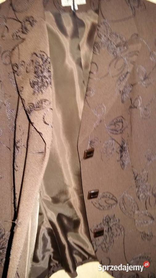 Brązowa garsonka żakiet z haftem M Rozmiar 40(L) Moda i Styl Łódź