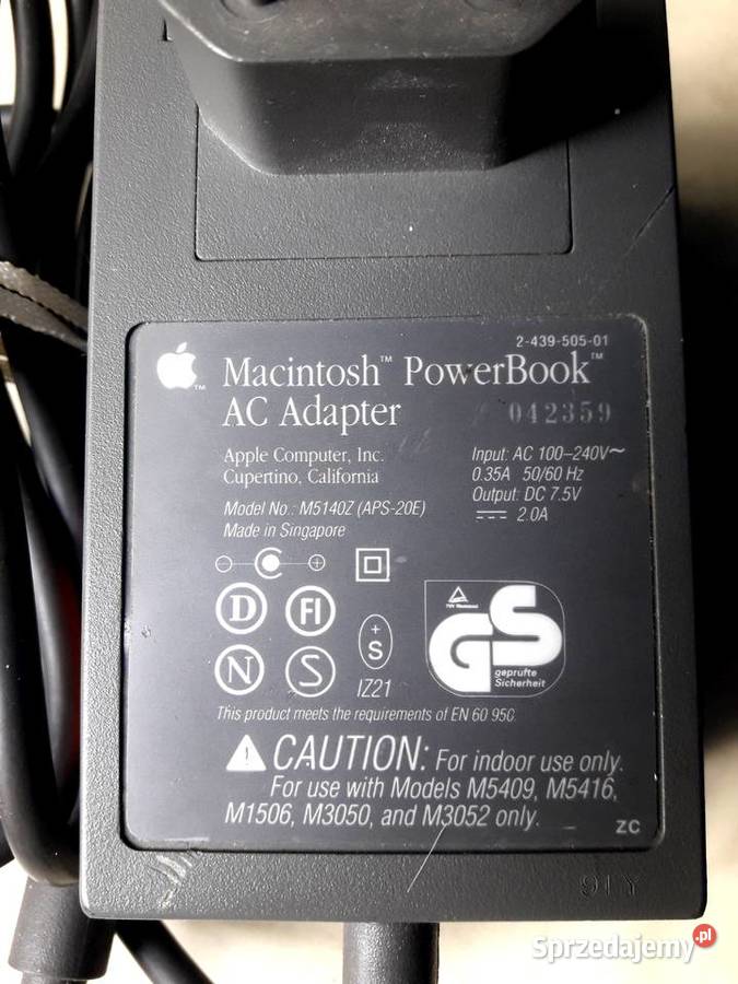 Macintosh PowerBook AC Adapter 75 V niesprawny Katowice
