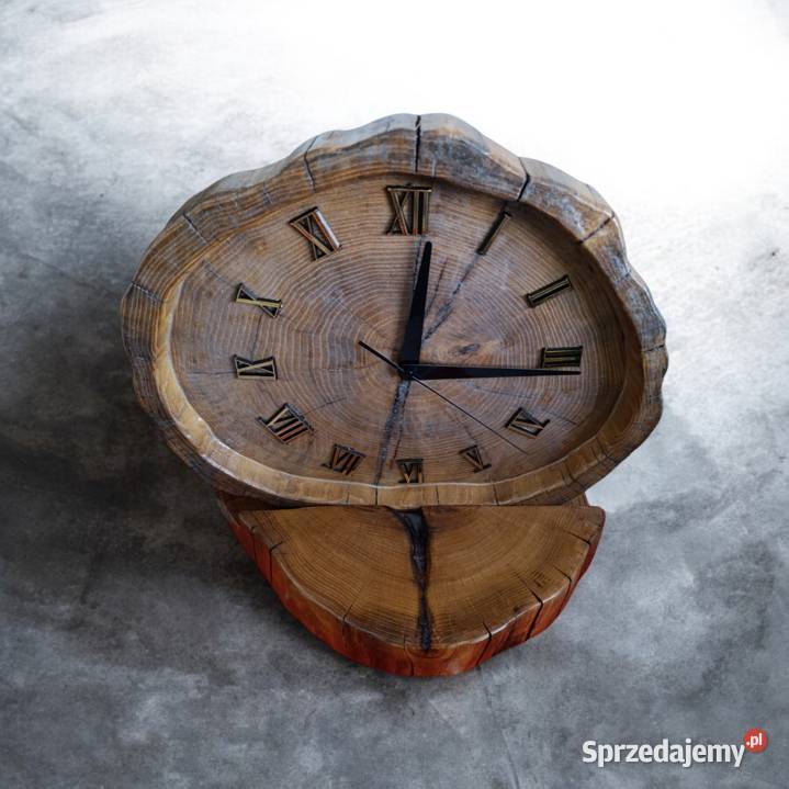 Zegar rustykalny drewniany akacja drewno Lublin