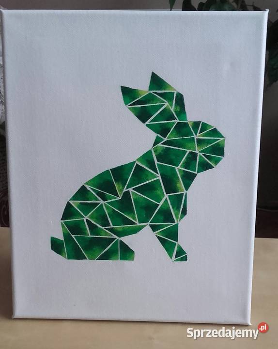 obraz geometryczny królik akwarela nowy 24x 30 Poznań
