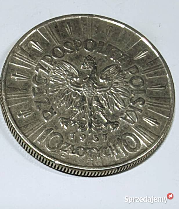 Srebrna duża moneta 10 złotych z 1937 roku podkarpackie Rzeszów