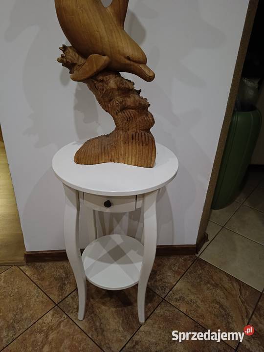 Stolik drewniany z okrągłym blatem biały kujawsko-pomorskie Lipno