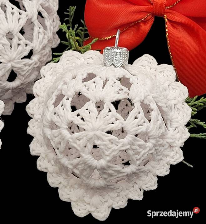 Bombki serduszka ręcznie wykonane 4 biały Krzywaczka