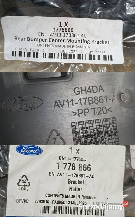 FORD B 12 ŚLIZG MOCOWANIE ŚRODKOWE ZDERZAK TYŁ Pleszew