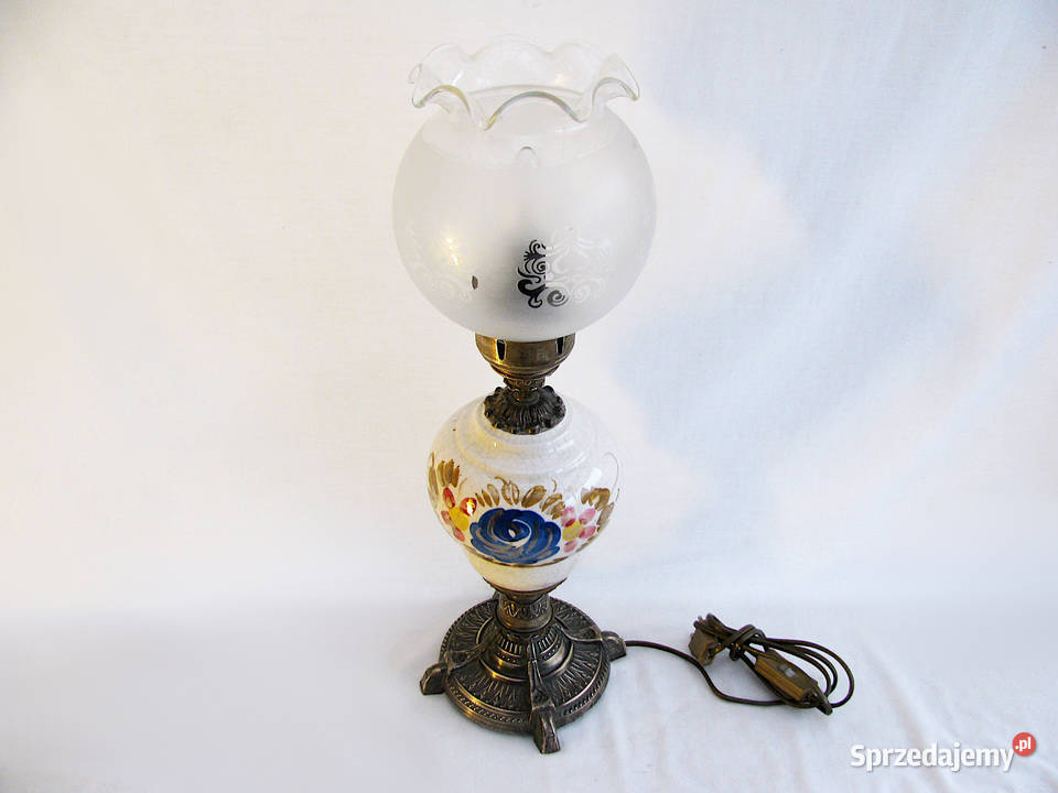 Piękna Stara Ceramiczna Lampa Antyk Szczecinek
