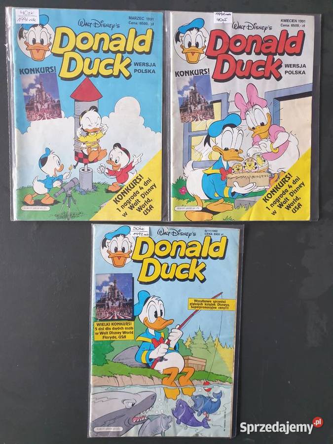 Donald Duck zestaw 5 komiksów lata 90te Rok wydania 1991