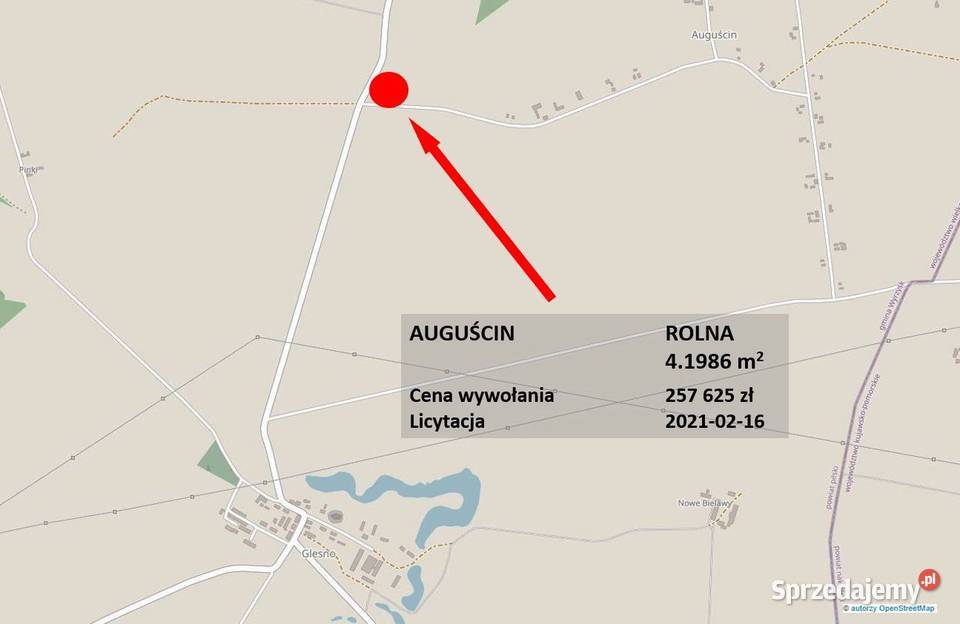 Rolna ponad 4 ha dostęp do drogi licytacja 6zł/m2 Auguścin
