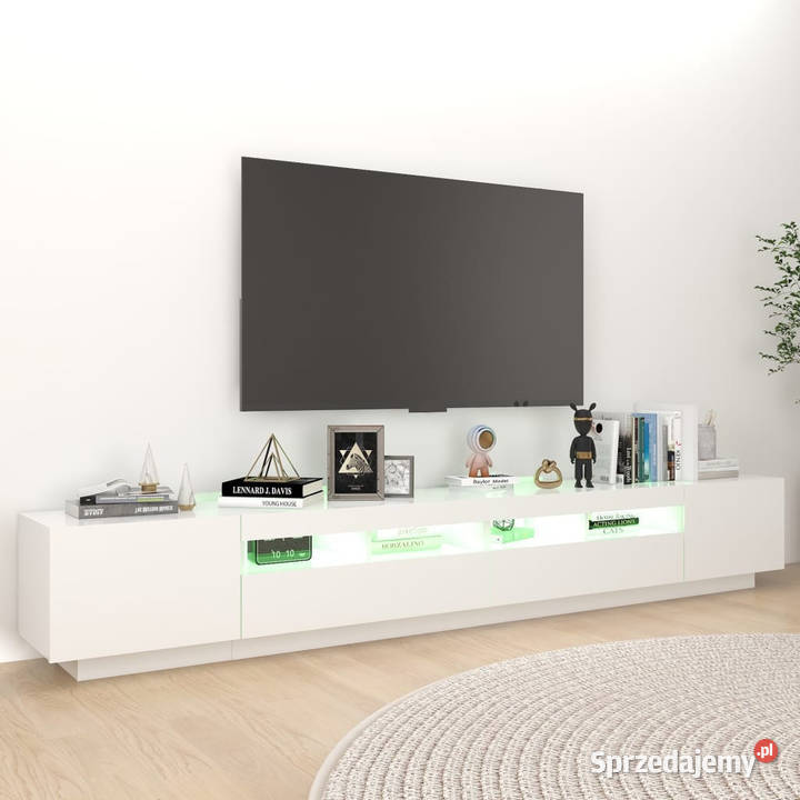 Szafka pod TV z oświetleniem LED biała 260x35x40 mazowieckie Warszawa