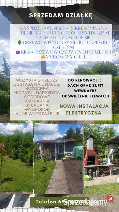 SPRZEDAM DZIAŁKĘ ROD NAFTA wielkopolskie Piła