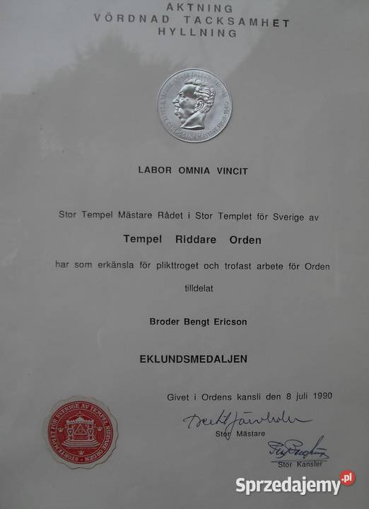 Srebrny Medal Templariuszy zasługi zakonu Kolekcje
