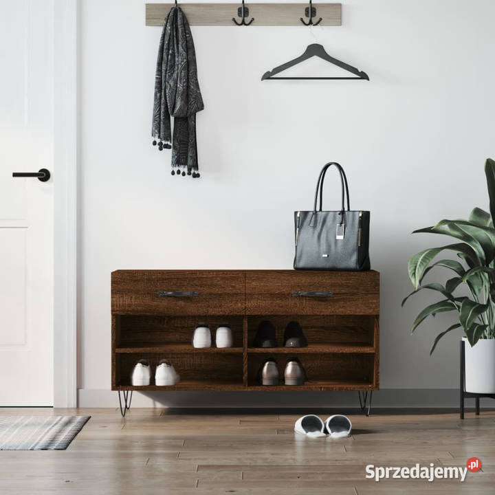 Ławka z miejscem na buty brązowy dąb 102x35x55 mazowieckie Warszawa