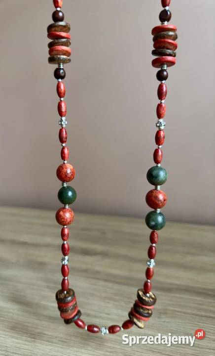 Naszyjnik z korala w stylu BOHO 74 rękodzieło dolnośląskie Legnica