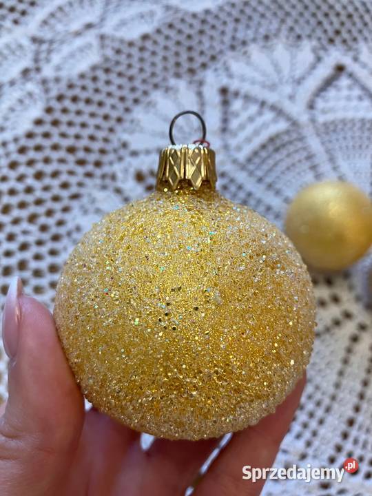Złote żółte szklane bombki choinkowe ice święta Nisko