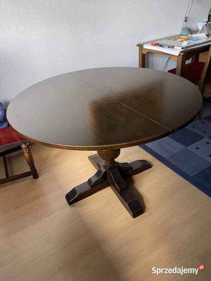 Stół okrągły rozkładany lite drewno solidny