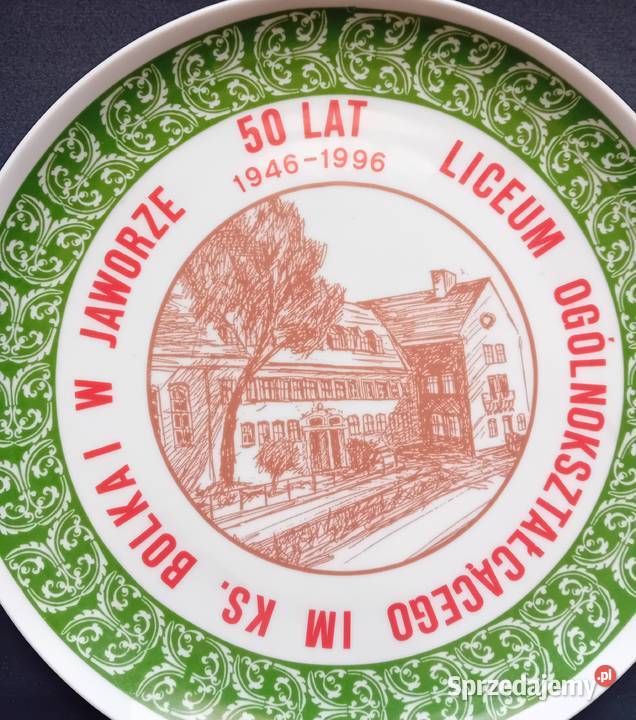 Duży zawieszany talerz okolicznościowy Karolina Porcelana i szkło wielkopolskie Koźminek