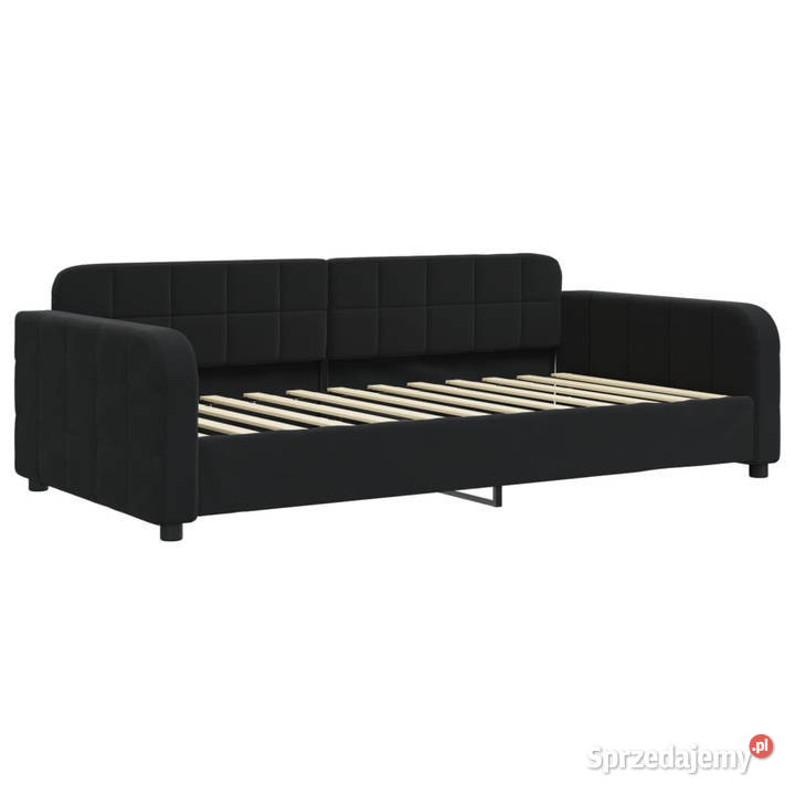 Sofa z materacem do spania czarna aksamit 90x200 224cm mazowieckie Warszawa