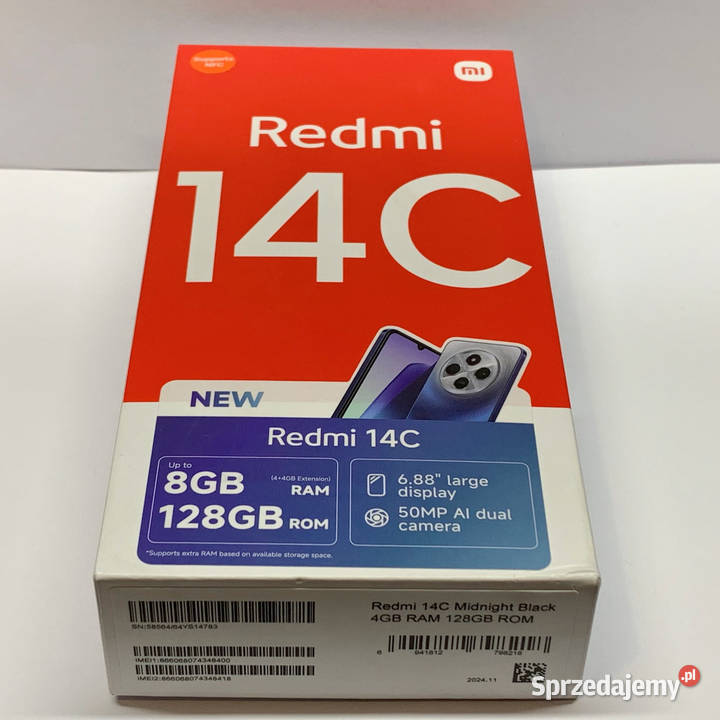 XIAOMI Redmi 14C 4128 GB Czarny NFC Smartfon Xiaomi Warszawa