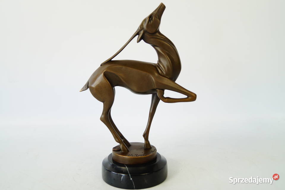 Figura z brązu Jeleń sarna modernistyczna figura Gizałki