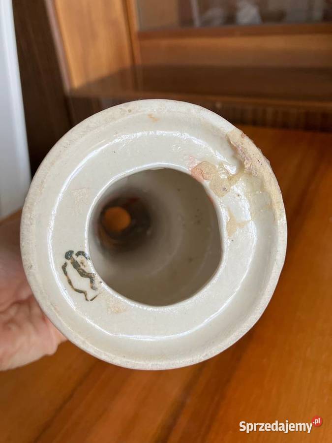 Świecznik beżowy porcelana PRL retro dzban