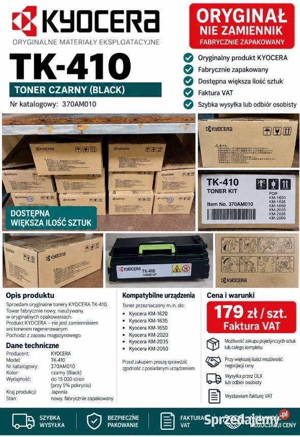 TONERY TONER KYOCERA TK410 370AM010 Black nowy Kołobrzeg