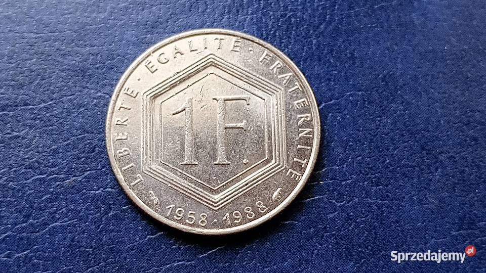 Stare monety 1 frank 1988 Francja Numizmatyka Lesko
