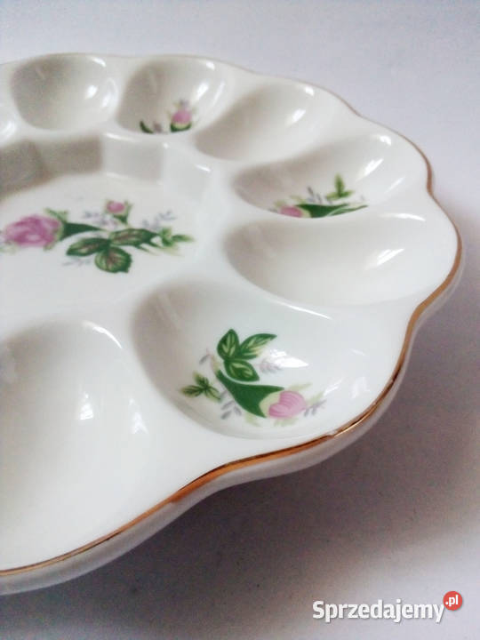 patera na jajka w róże ze złoceniami vintage śląskie Częstochowa