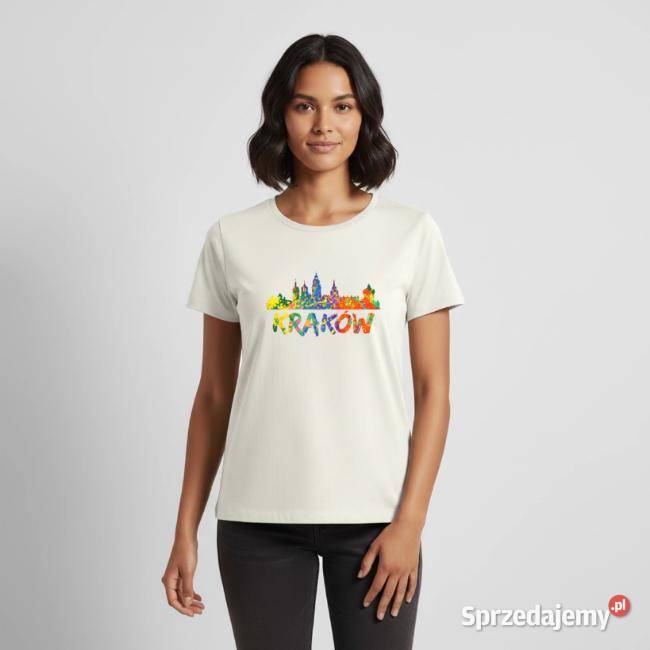 Ekologiczna damska koszulka Kraków Abstrakcyjna fioletowy