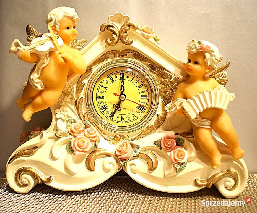 Zegar kominkowy z Cherubinkami wykonany z żywicy kujawsko-pomorskie Chełmno