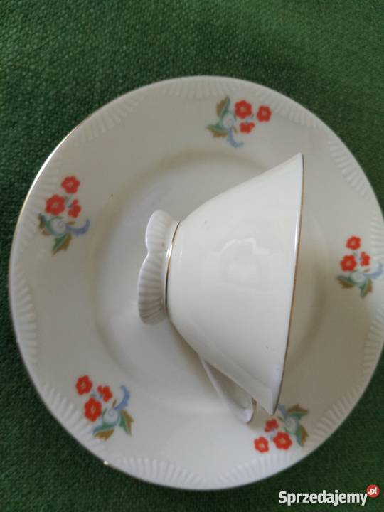 Filiżanka talerzyk deserowy sygnowana porcelana małopolskie Ropa sprzedam