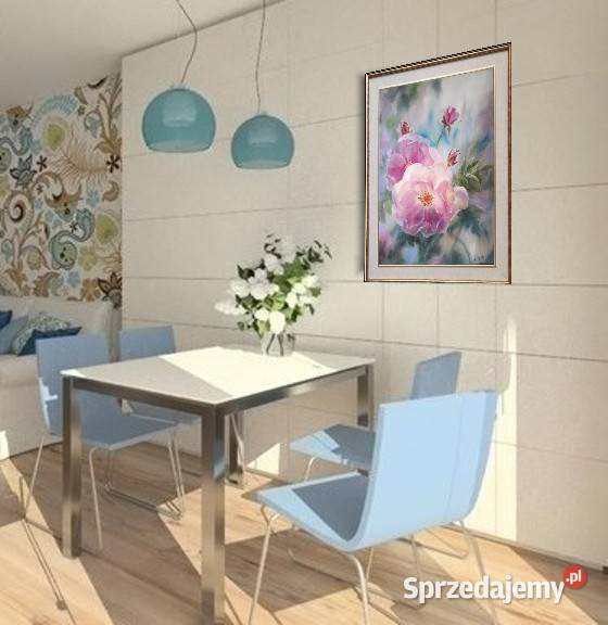 Różowe Róże ręcznie malowany olejny LOlbrycht małopolskie