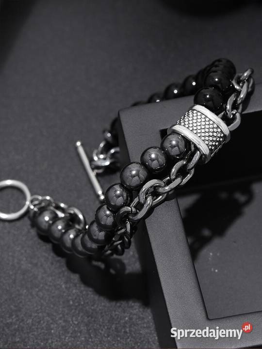 Zegarek kwarcowy czarna tarcza i bransoletka na na rękę Gorzów Wielkopolski