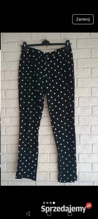 Leginsy czarne w białe grochy na gumce Krosno