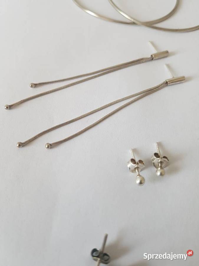 Kolczyki 5 srebrne i posrebrzane Nowy Sącz sprzedam