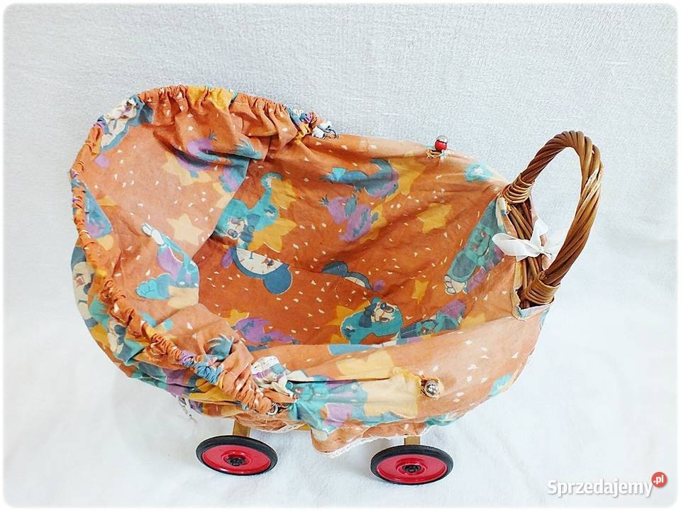 Stary Wózek wiklinowy lalek z lat 70 Idealny do Żary