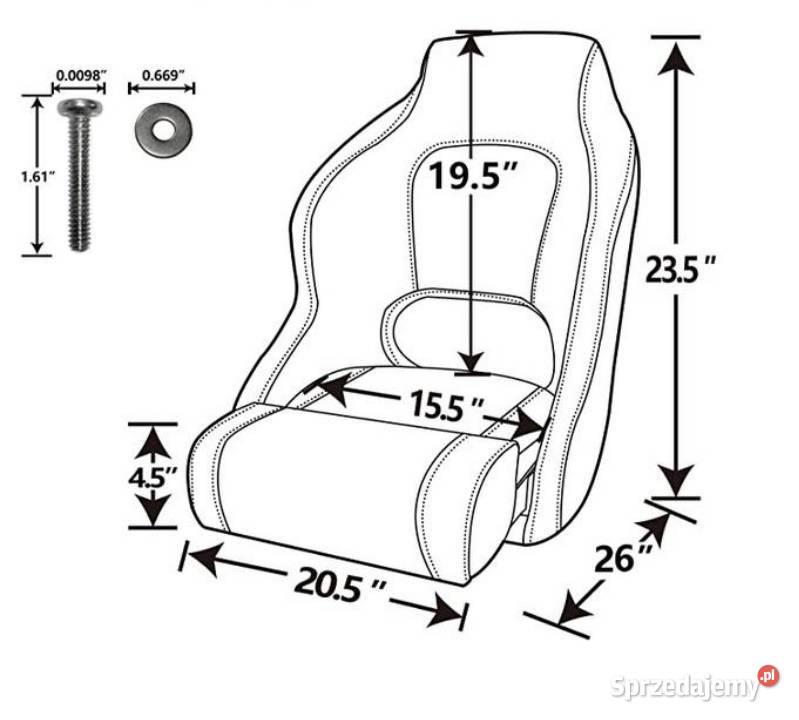 Fotel kapitański kubełkowy do łodzi noga z Olkusz